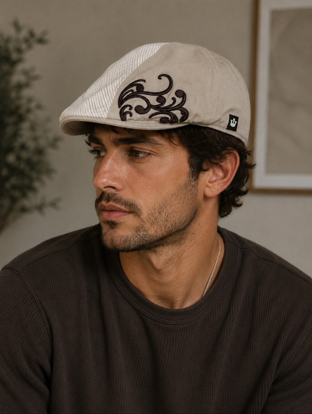 Goorin Bros Beige and Brown Flat Cap Hat